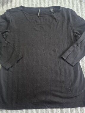 Women's Black Long Sleeve Tee with Boat Neck